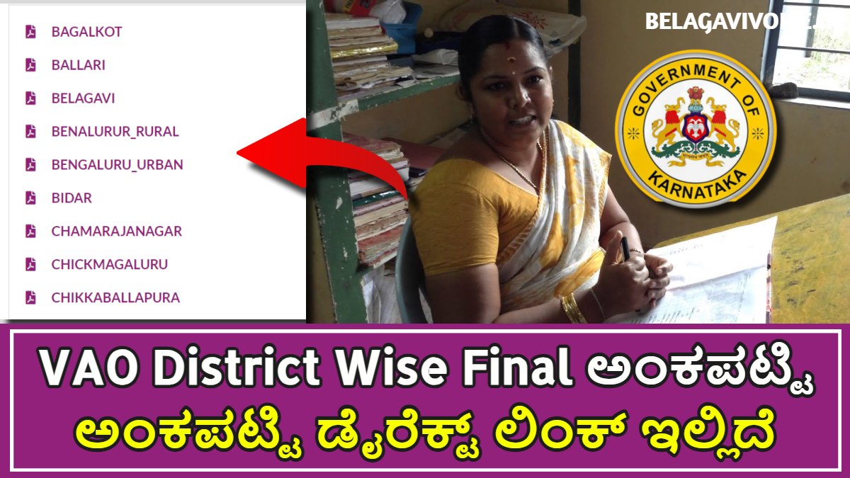 VAO District Wise Final ಅಂಕಪಟ್ಟಿ ಬಿಡುಗಡೆ ಮಾಡಿದ್ದಾರೆ.!