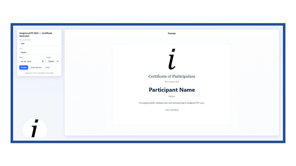 Imaginary CTF 2025 - Certificate Write-up