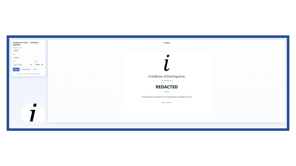 Certficate-Write-up - Imaginary CTF 2025