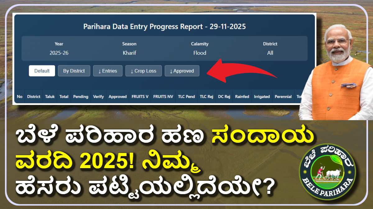 ಬೆಳೆ ಪರಿಹಾರ ಹಣ ಸಂದಾಯ ವರದಿ 2025- 2026: ರೈತರ ಅಂತಿಮ ಪಟ್ಟಿ ಬಿಡುಗಡೆ! ಹೆಸರು ಚೆಕ್ ಮಾಡಿ.!